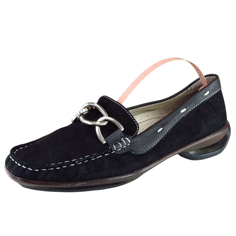 ASGI Sz‎ 5.5 M Black Square Toe Loafer Leather 020906